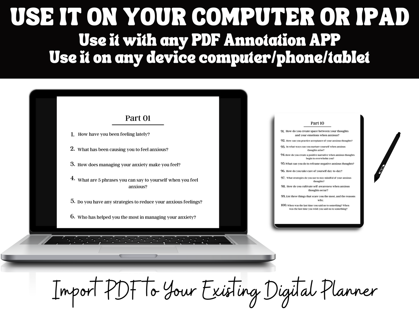 100 Deep Anxiety Prompts Planner